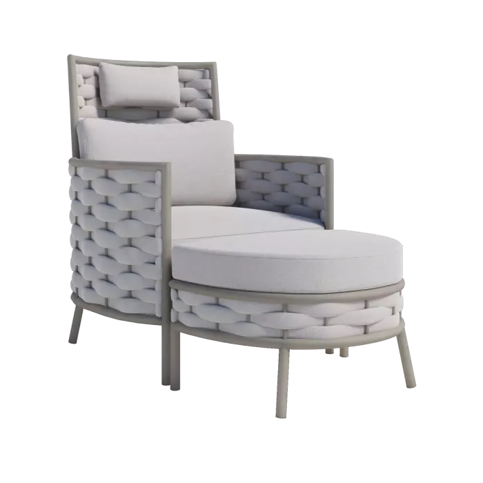 Кресло с высокой спинкой + пуф Монако